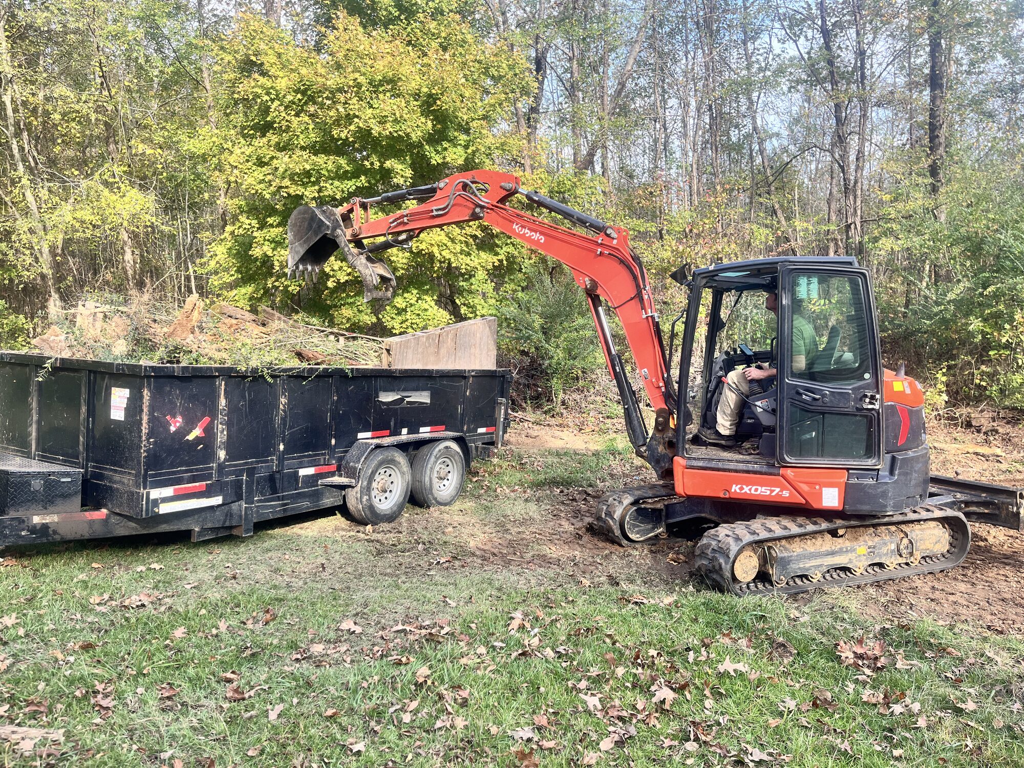 Excavation dump trailer loading on a McNairy County TN jobsite