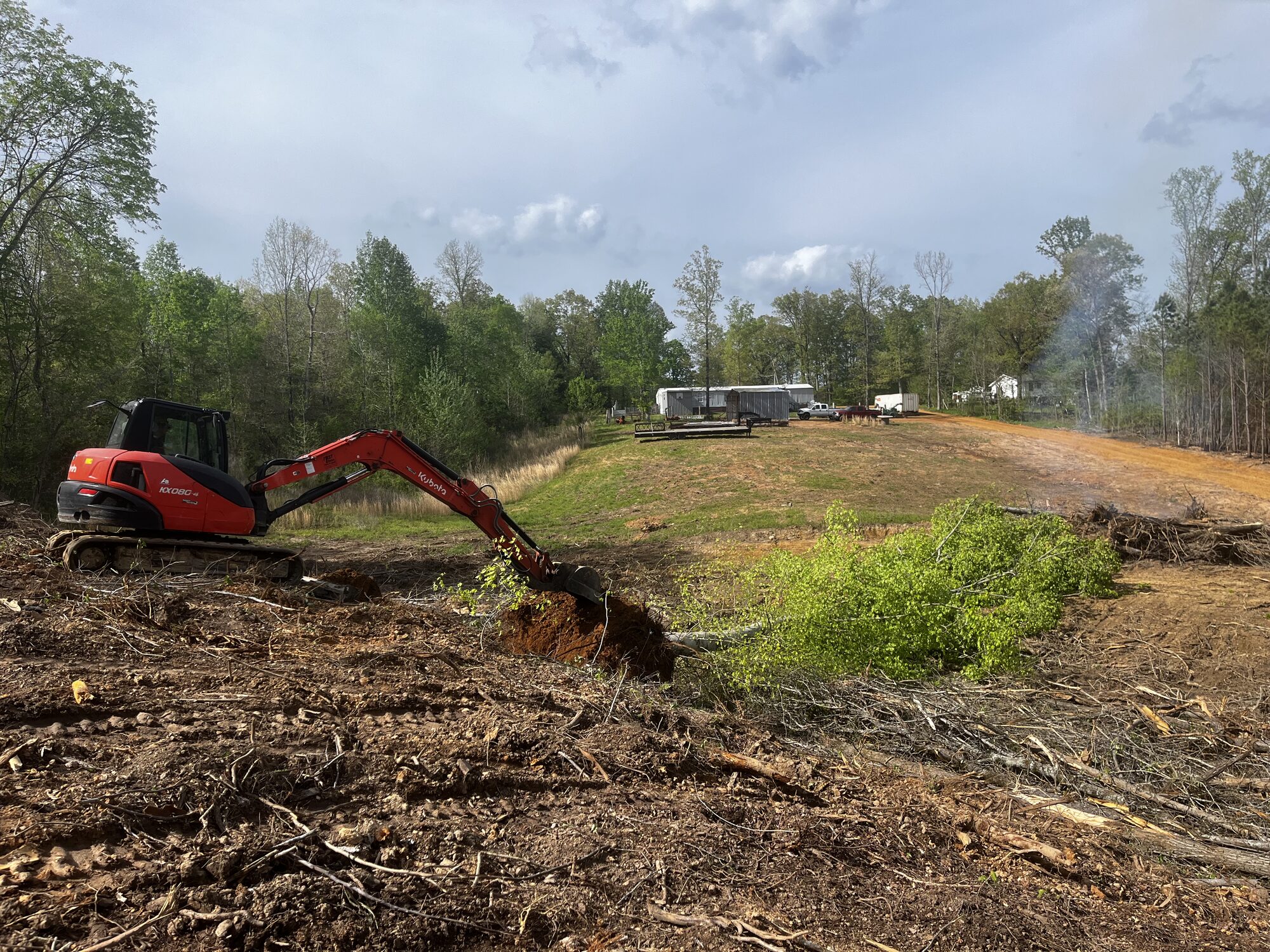 Land clearing with Kubota excavator in McNairy County